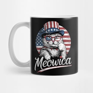 Patriotic Shirazi cat 4th of July Kids American Flag Girls Meowica Mug